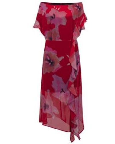 Religion Luscious Printed Dress Xs/8 - Red