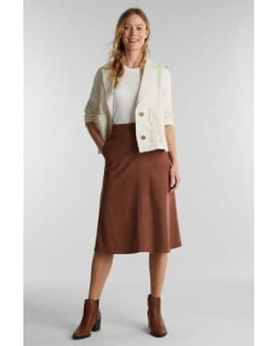 Esprit Faux Suede Midi Skirt 36 - Brown