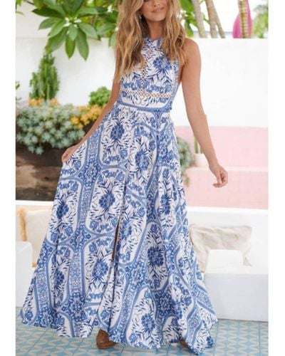 Jaase Denim Dreams Imprimez une robe maxi d'été sans fin - Bleu
