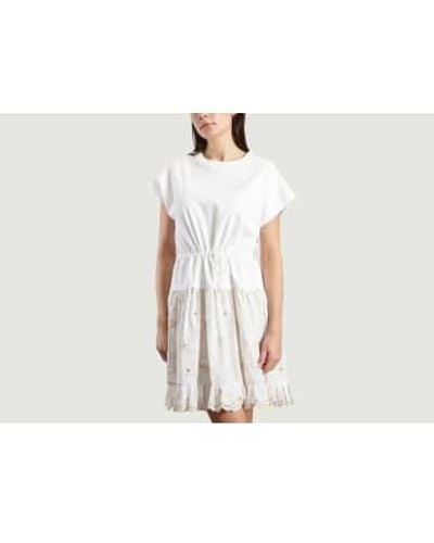 See By Chloé Broderie Anglaise T Shirt Dress - Bianco