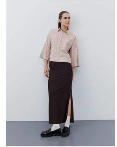 Sofie Schnoor Over Sized Shirt Off Rosy Brown Stripe - Bianco