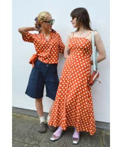 Compañía Fantástica Polka Dot Brick Dress Xs - Orange