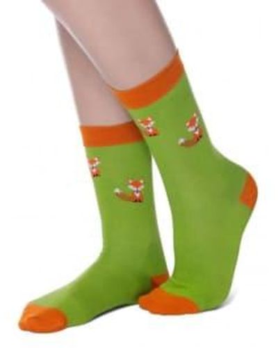 Joya Fox Bamboo Socks 4-7 - Green
