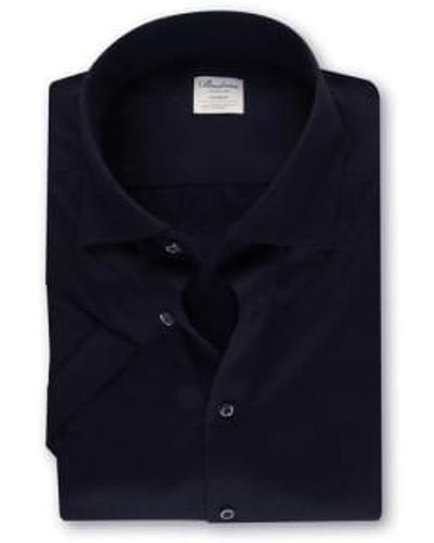 Stenströms Navy Short Sleeve Slimline Jersey Shirt 8400048270190 S - Blue
