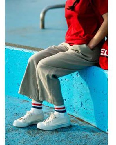 RoToTo | o.s. chaussettes à la cheville côtelées | bleu / rouge ou bleu / vert - large /red