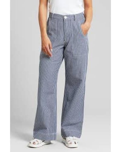 Dedicated Stripe Vara Workwear Trousers / S - Blue