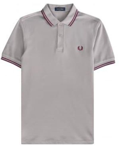 Fred Perry Slim Fit Twin Tiped Polo Limestone - Gris