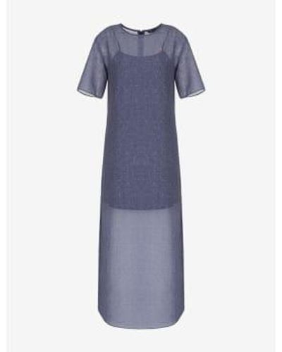 Armani Exchange Sheer Woven Maxi Dress 10 - Blue