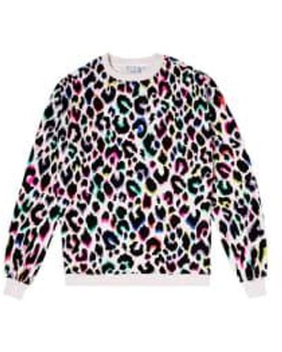 Scamp & Dude : Ivory With Rainbow Shadow Leopard Oversized Sweatshirt 8 - Black