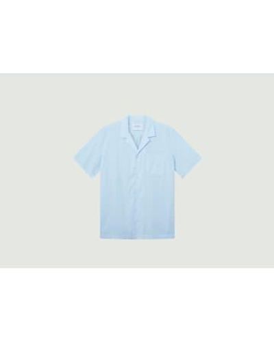 Les Deux Leland Poplin Stripe Ss Shirt - Blu
