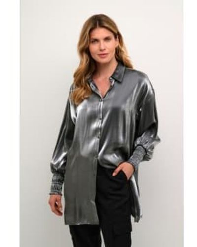Kaffe Kamille oversize tunic shirt in silver - Gris