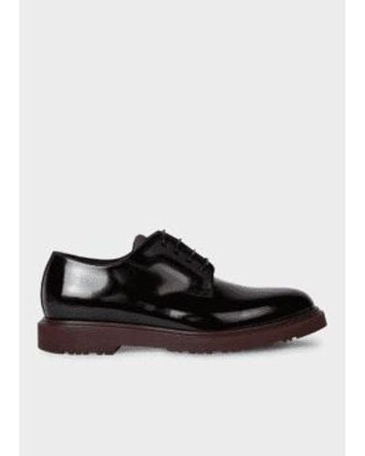 Paul Smith Leather Mac Derby Shoes With Bordeaux Soles - Nero