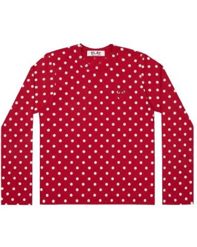 Comme des Garçons Play Polka Dot T Shirt White - Rosso