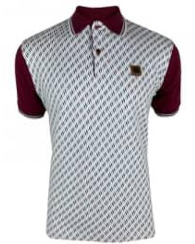 Trojan Ottomane Jacquard Panel Polo in Port - Mehrfarbig