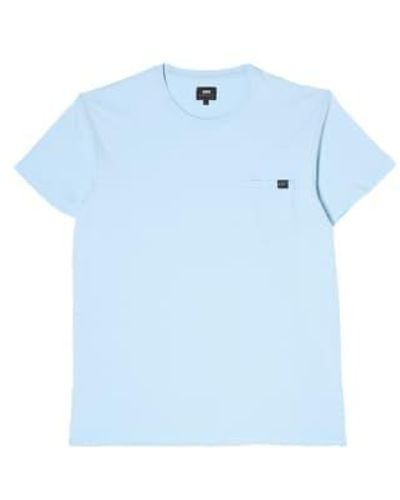 Edwin Camiseta bolsillo azul cerúleo