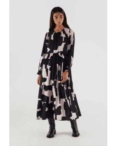 Compañía Fantástica Midi Dress Abstract Print - Bianco