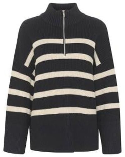 Part Two Rajana Organic Cotton Knitted Pullover Or Dark Stripe - Blu