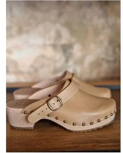 Bosabo | Leather Clogs Beige 38 - Brown