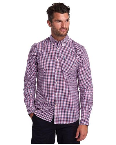 Barbour Navy Red Gingham 16 Tailored Shirt - Purple