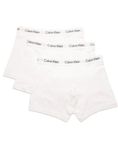 Calvin Klein 3 Pack Trunks - Cotton Stretch - White