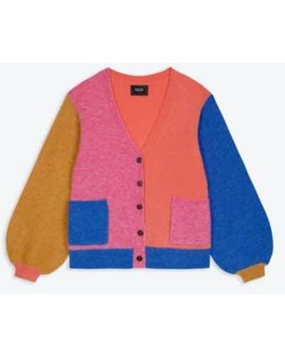 Lowie Alpaca Colourblock Cardigan 1 - Blu