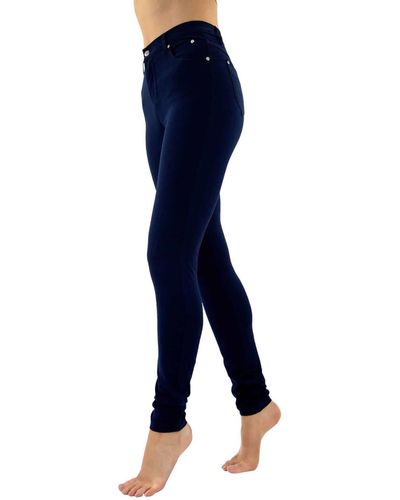 Marble 4 Way Stretch High Waisted Skinny Jeans - Blue