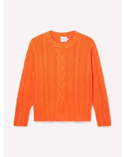 Brodie Cashmere Lilly Cable Jumper - Orange