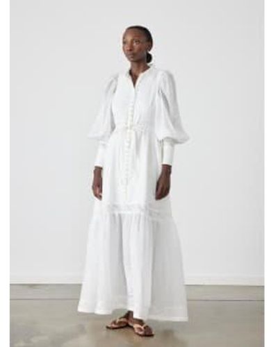 Joslin Studio Theodora Linen Ramie Maxi Dress Alba - Bianco