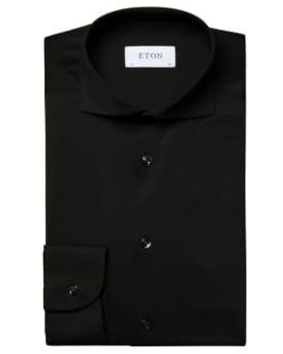 Eton Four Way Stretch Contemporary Fit Shirt 17.7" - Black