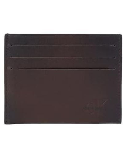 Calvin Klein Portefeuille porte-cartes en cuir à logo brun amer - Noir