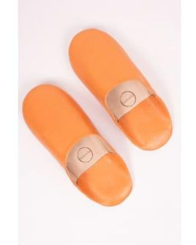 Bohemia Designs Leather Babouche Basic Slipper In Clementine - Arancione