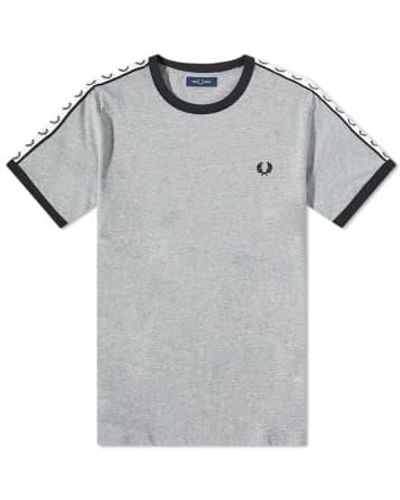 Fred Perry Taped Ringer T-Shirt M4620 Stahl meliert - Grau