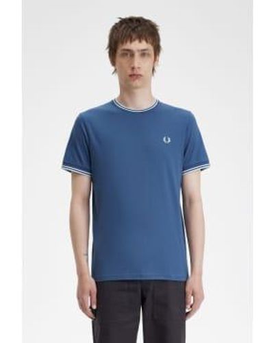 Fred Perry Twin Tipped Crew Neck T Medium - Blue
