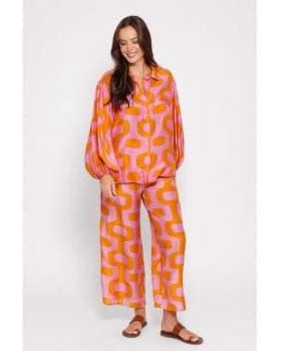 Sundress Joe Geometric Print Trousers Col Pinkorange Size L - Arancione