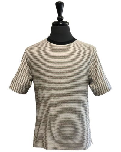 Circolo 1901 Cotton And Linen Jersey Striped T-shirt - Gray