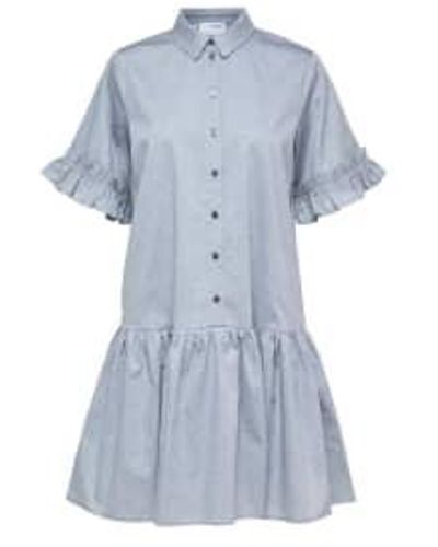 SELECTED Short Sleeved Mini Dress Light - Blue