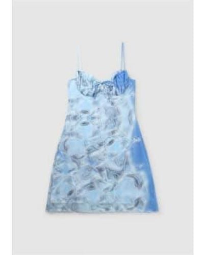 Fiorucci Vestido balconette con estampado de hielo en azul