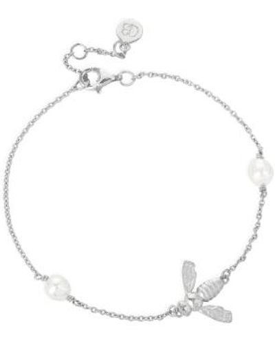 Claudia Bradby Silver Pearl Flying Bee Bracelet / - Metallic