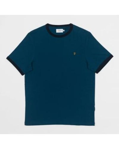 Farah Groves Ringer Organic Cotton T Shirt In Sailor - Blu