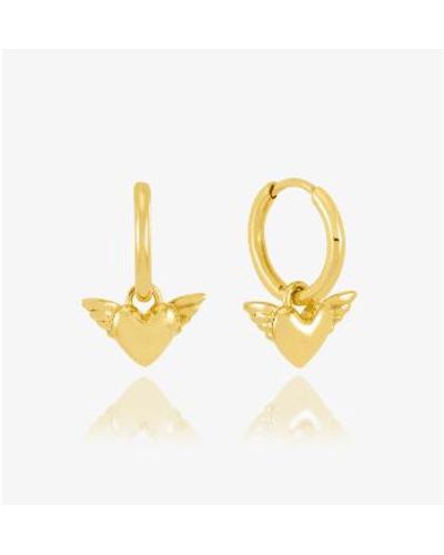 Rachel Jackson Guardian Angel Wings huggie Hoop Earrings Plated - Metallic