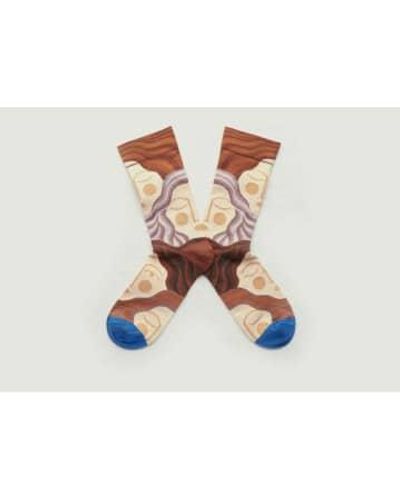 Bonne Maison Chaussettes à motif femme endormie avec pointe contrastante - Multicolore