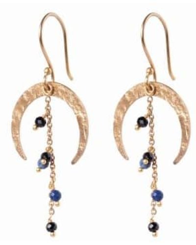 A Beautiful Story Earrings Spirit Onyx & Lapis Lazuli Gold - Metallic