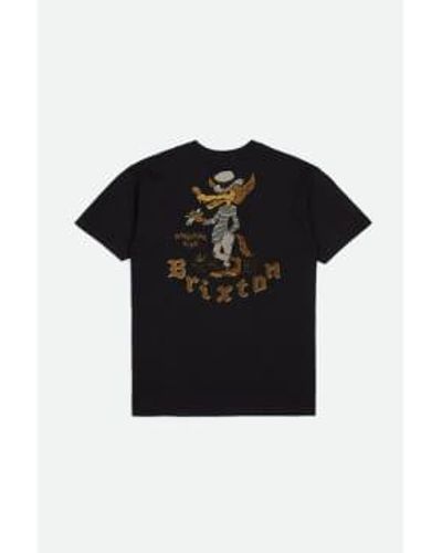 Brixton Eichenholzdruck -t -shirt in schwarz abgenutzter wäsche