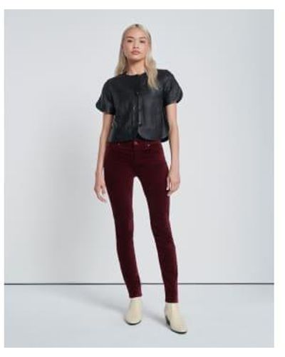 7 For All Mankind Cabernet-Samt-Röhrenjeans mit hoher Taille - Rot