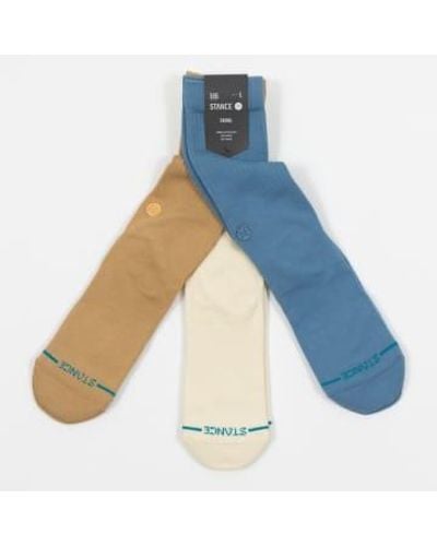Stance Icon 3 Pack Socks In And Beige - Blu