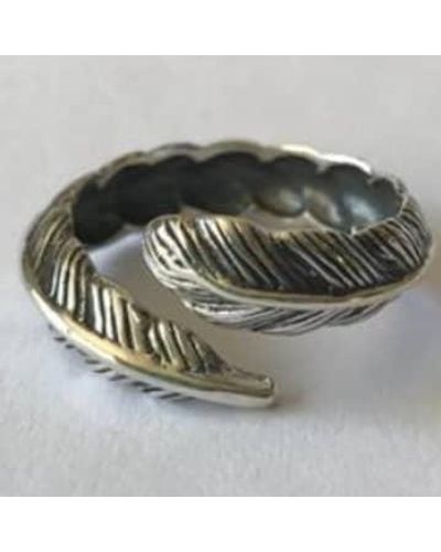 silver jewellery 925 Feather Wrap Ring 9 - Green