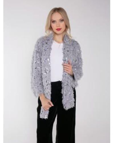 Nooki Design Harlow Sequin And Faux Fur Scarf / One 100% Polyester - Gray