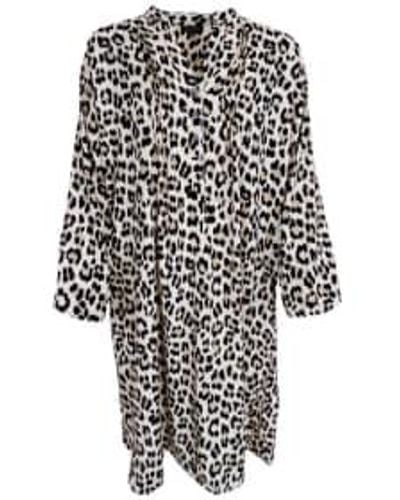 Black Colour Colour Luna Leopard Print Pleat Tunic Dress - Nero