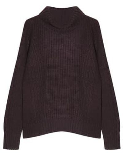 Cashmere Fashion Engage Cashmere Sweater Cable Knit Turtleneck L / - Black