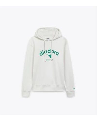 Diadora Hoodie Athletic Logo In Milk - Bianco